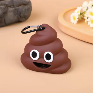 Dispensador de bolsitas, diseño emoji de kakis
