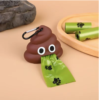 Dispensador de bolsitas, diseño emoji de kakis